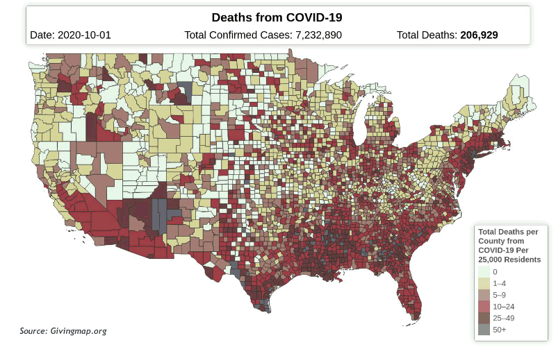 Deaths from COVID-19 in the continental United States, Oct.1 - Dec. 15, 2020